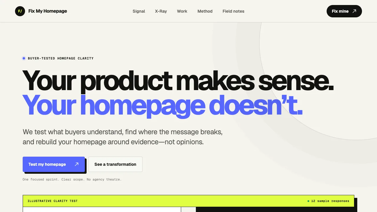 Prikaz Fix My Homepage početne strane